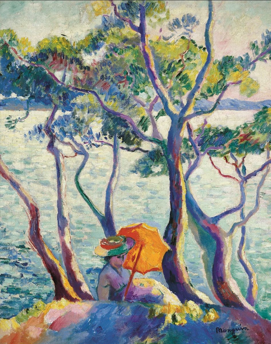 Henri Charles Manguin, Jeanne à l’ombrelle, Cavalière,1906, olieverf op doek, 61 × 50 cm, Kunsthalle Bielefeld
